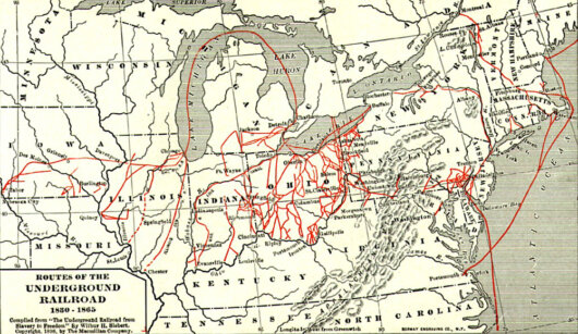 Karte der Undergroud Railroad von 1850